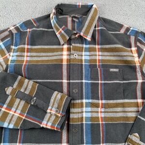 Eddie Bauer Shirt Mens Large Fleece Flannel Plaid Warm Thermal Hiking Outdoors